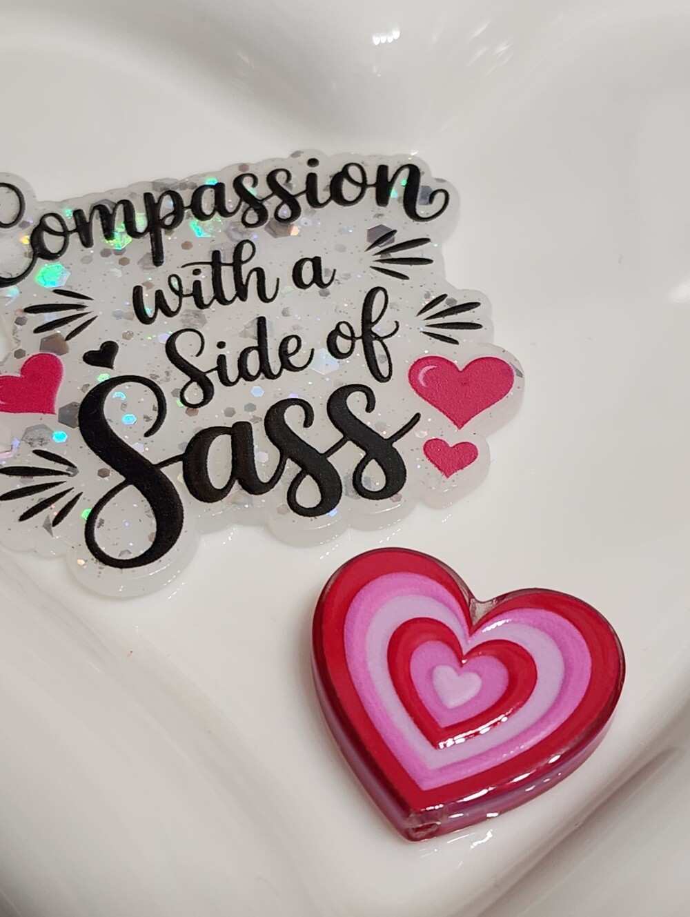 Compassion With Sass Flatback Focal Bead Badge Keychain Crafts Beaded Pen Magnet